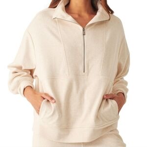 Faherty Legend Lounge Half Zip Sweatshirt Cream